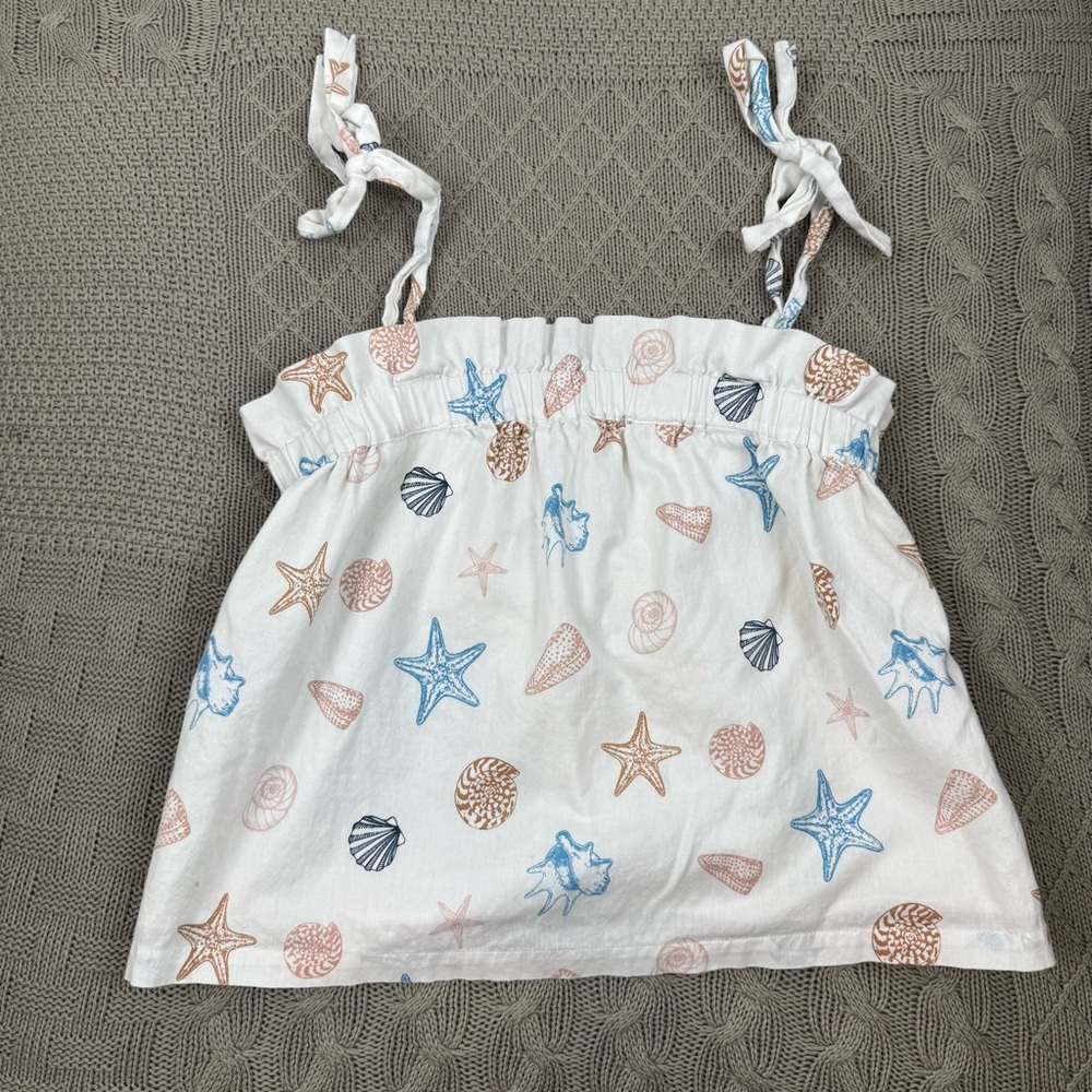 LOFT Elastic Band Sleep Tank Coastal Shell Theme ~ XS